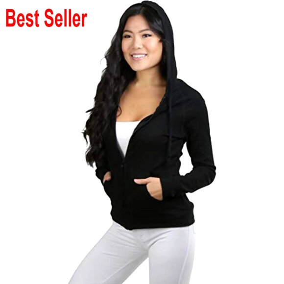Long Sleeve Zip-Up Thermal Hoodie, Cropped Velour Terry Jacket, Active Wear - Picture 4 of 6
